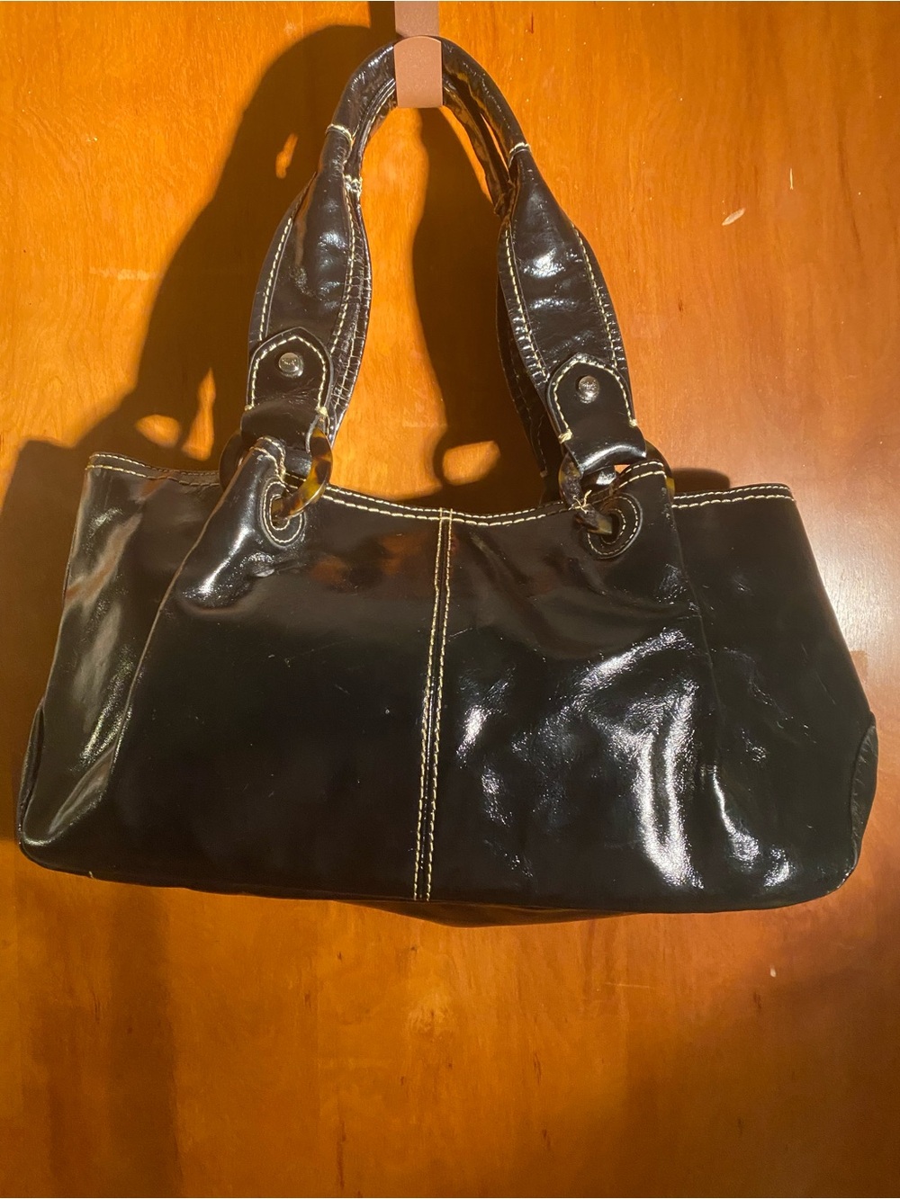 Vintage Fossil black pebbled leather satchel/shoulder bag